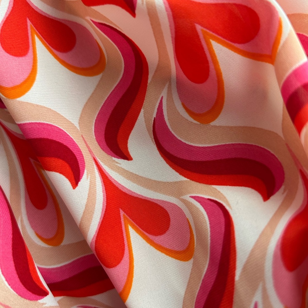 Boutique Cream Top with Pink and Orange Patterned Sleeves-NWOT - Picture 2 of 7